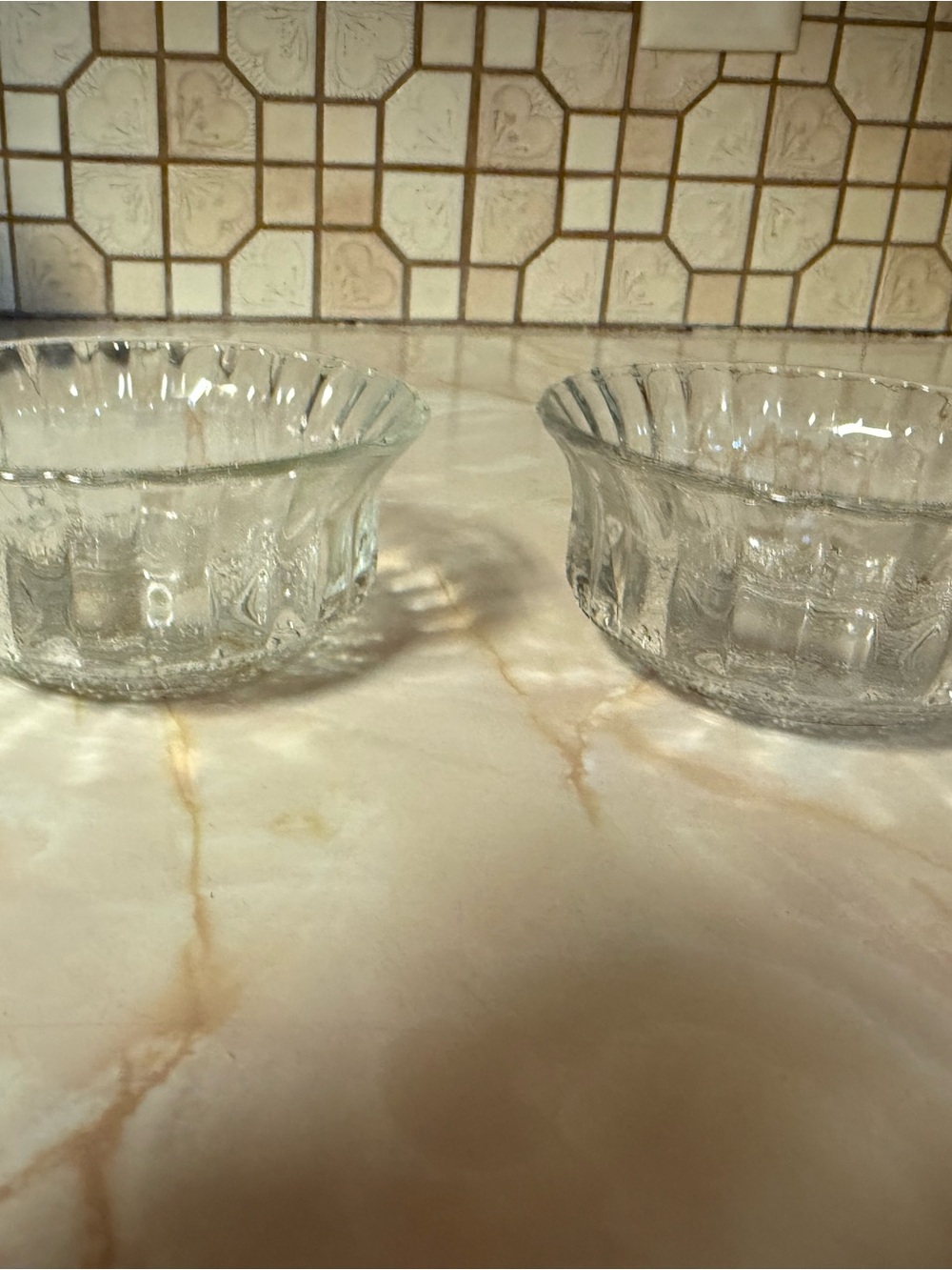 Set of 2 Clear Pressed Glass Bowls